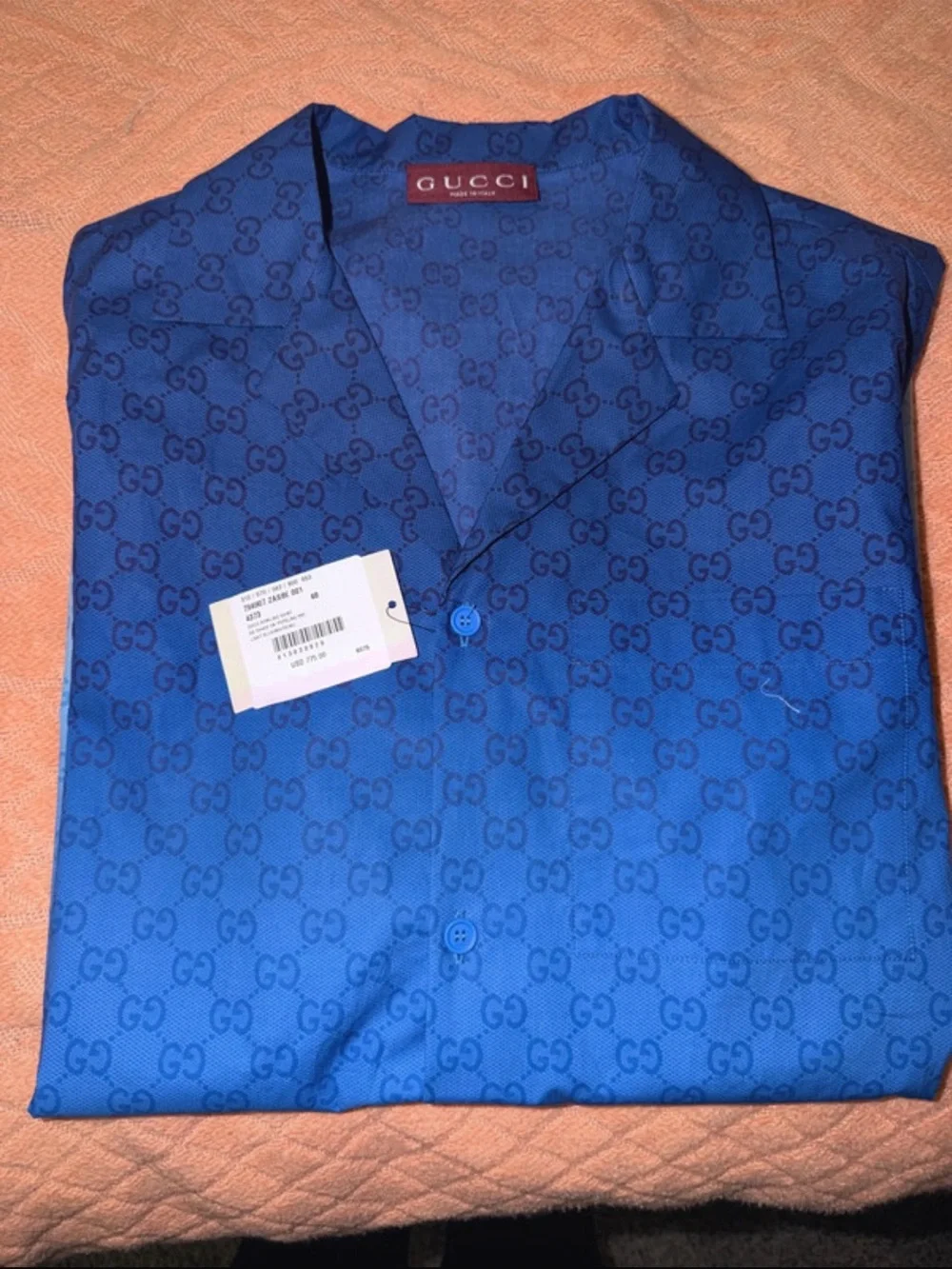 Gucci Men's Blue GG Monogram Casual Shirt